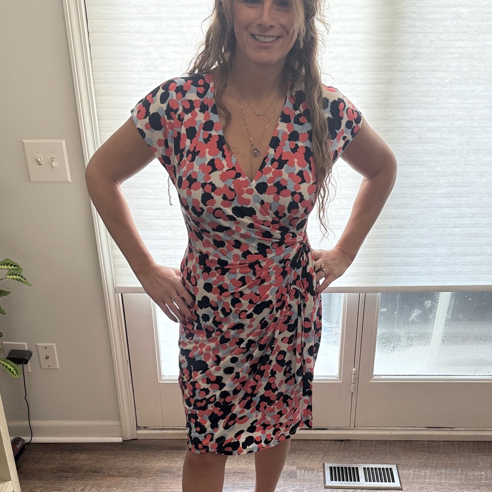 Maggy London Multicolor Wrap Midi Dress